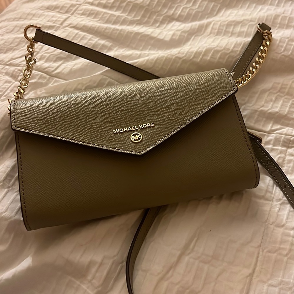 Wallet on chain- Jet Set Charm Leather Large Envelope Phone Crossbody Du…